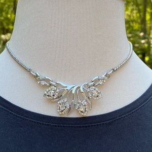 Vintage Silver & Crystal Cocktail Necklace